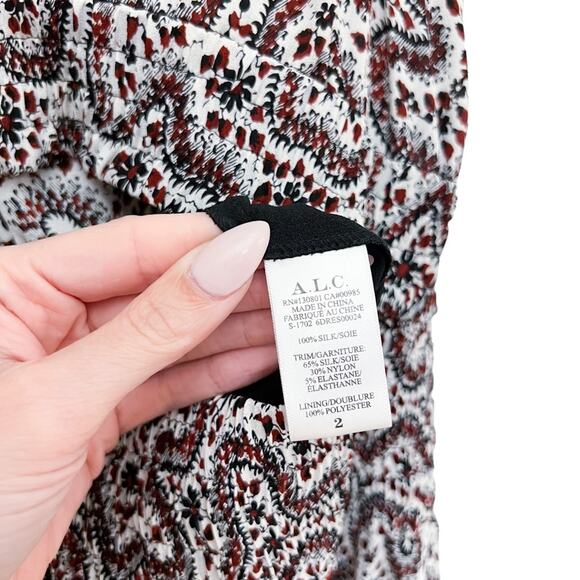 A.L.C. Sandra 100%‎ Silk Cutout Floral Patterned Midi Dress Size 2 - Picture 9 of 16